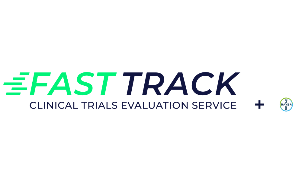 Cover image with the FAST TRACK Evaluation Service logo and Bayer's logo