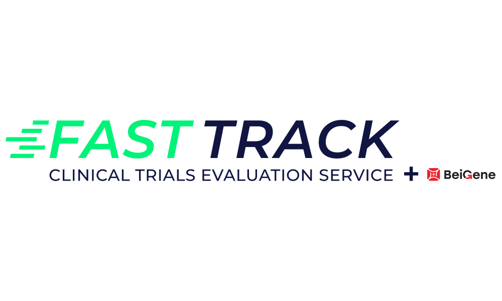 Cover image with the FAST TRACK Evaluation Service logo and BeiGene's logo